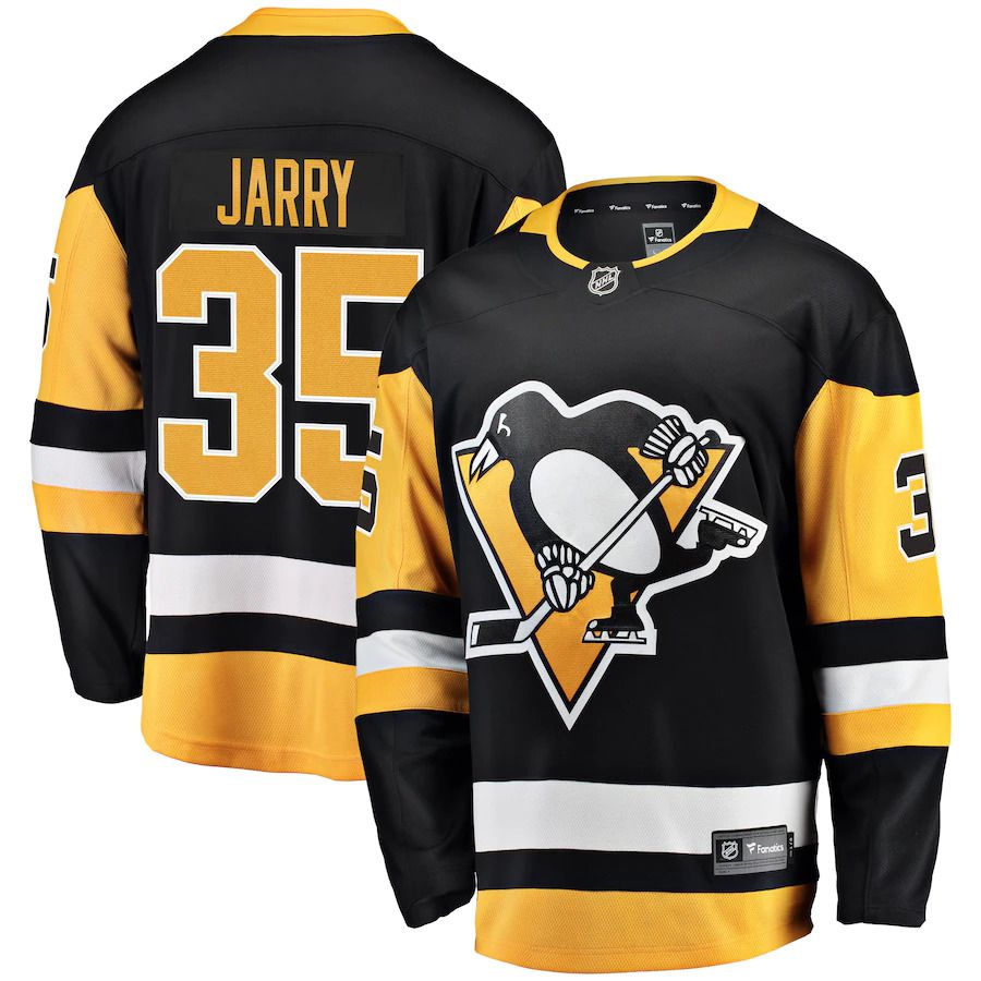 Men Pittsburgh Penguins 35 Tristan Jarry Fanatics Branded Black Home Breakaway Player NHL Jersey